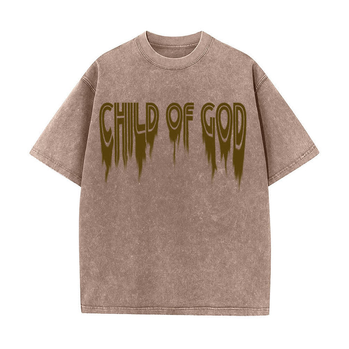 Christianartworkshop Dual-Side Child Of God John 1:12 Distressed Letter Print Washed T-shirt - image 8