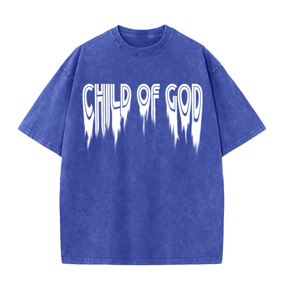 Christianartworkshop Dual-Side Child Of God John 1:12 Distressed Letter Print Washed T-shirt - image 5