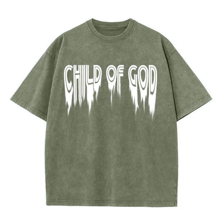 Christianartworkshop Dual-Side Child Of God John 1:12 Distressed Letter Print Washed T-shirt - image 2