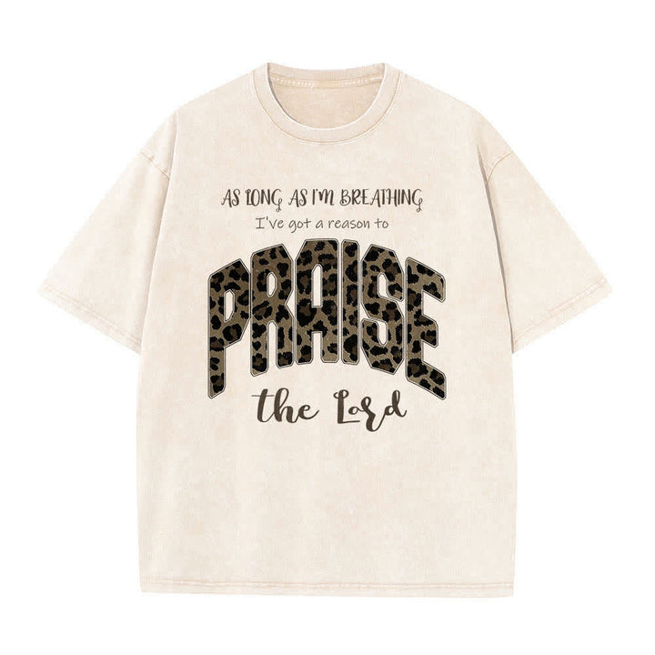 Christianartworkshop Dual-Side Praise The Lord Leopard Print Letter Washed T-shirt - image 25