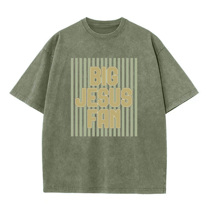 Christianartworkshop Dual-Side Big Jesus Fan Striped Letter Print Washed T-shirt - image 10
