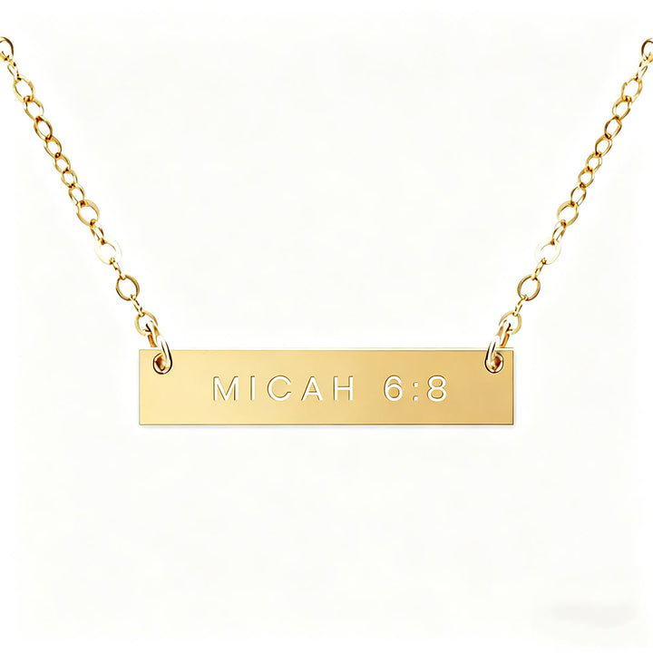 Christianartworkshop Faith Verse Engraved Bar Pendant Necklace - Micah 6:8 - image 5