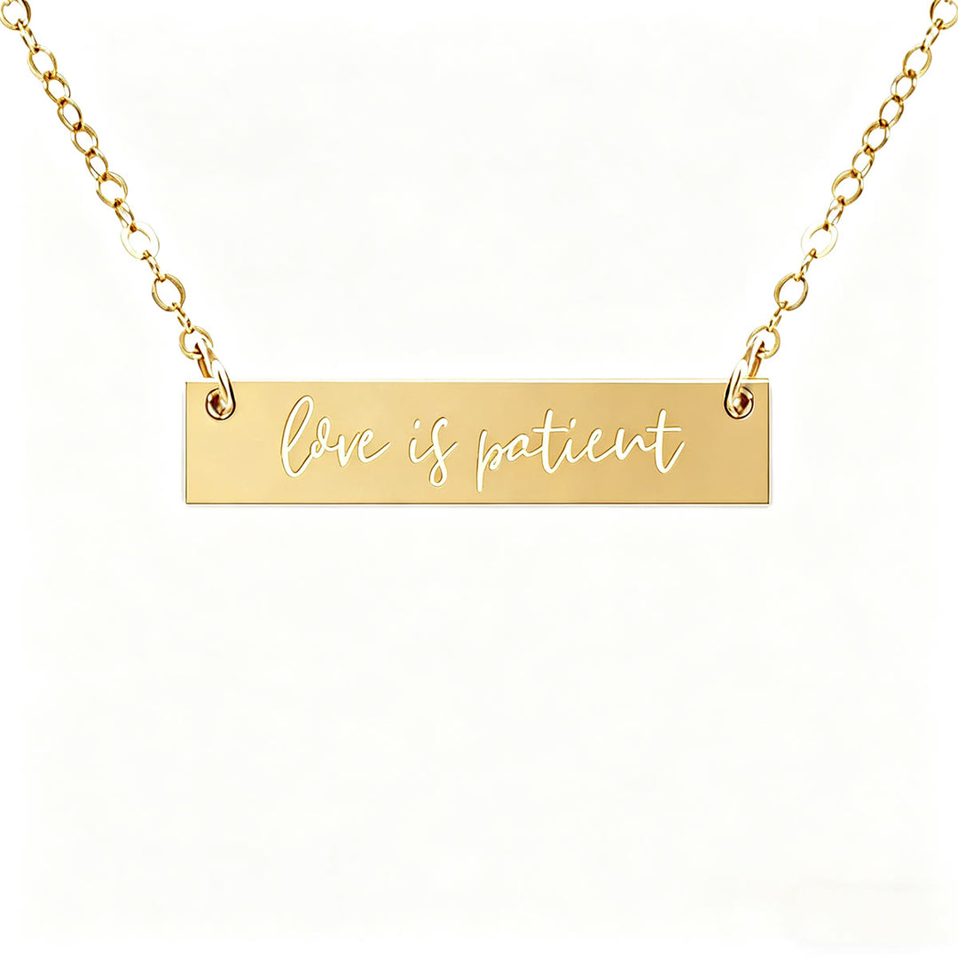 Christianartworkshop Faith Verse Engraved Bar Pendant Necklace - Love is Patient - image 4