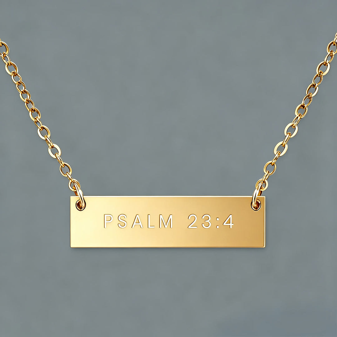 Christianartworkshop Faith Verse Engraved Bar Pendant Necklace - PSALM 23:4 - image 6
