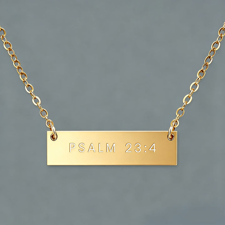 Christianartworkshop Faith Verse Engraved Bar Pendant Necklace - PSALM 23:4 - image 6