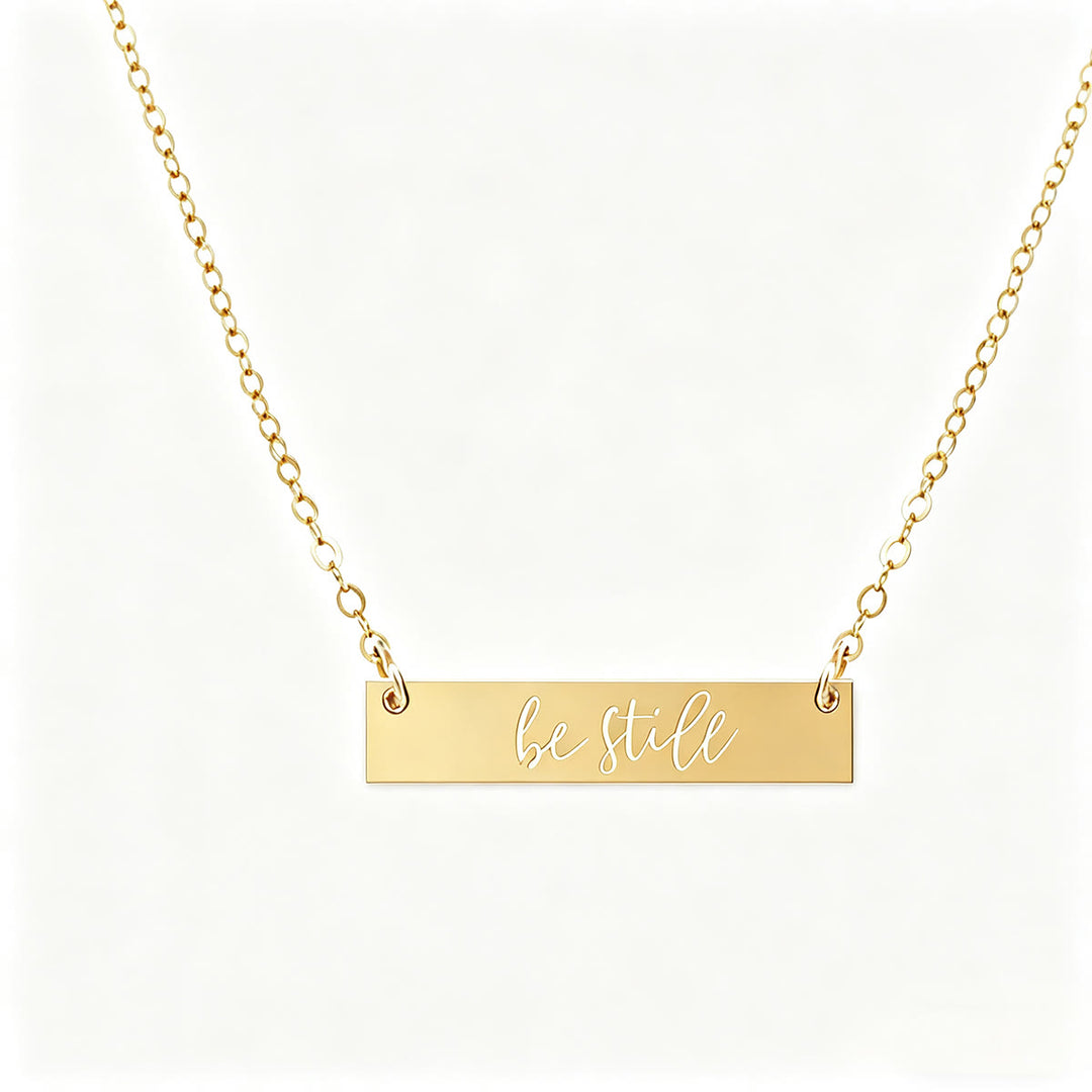 Christianartworkshop Faith Verse Engraved Bar Pendant Necklace - Be still - image 2
