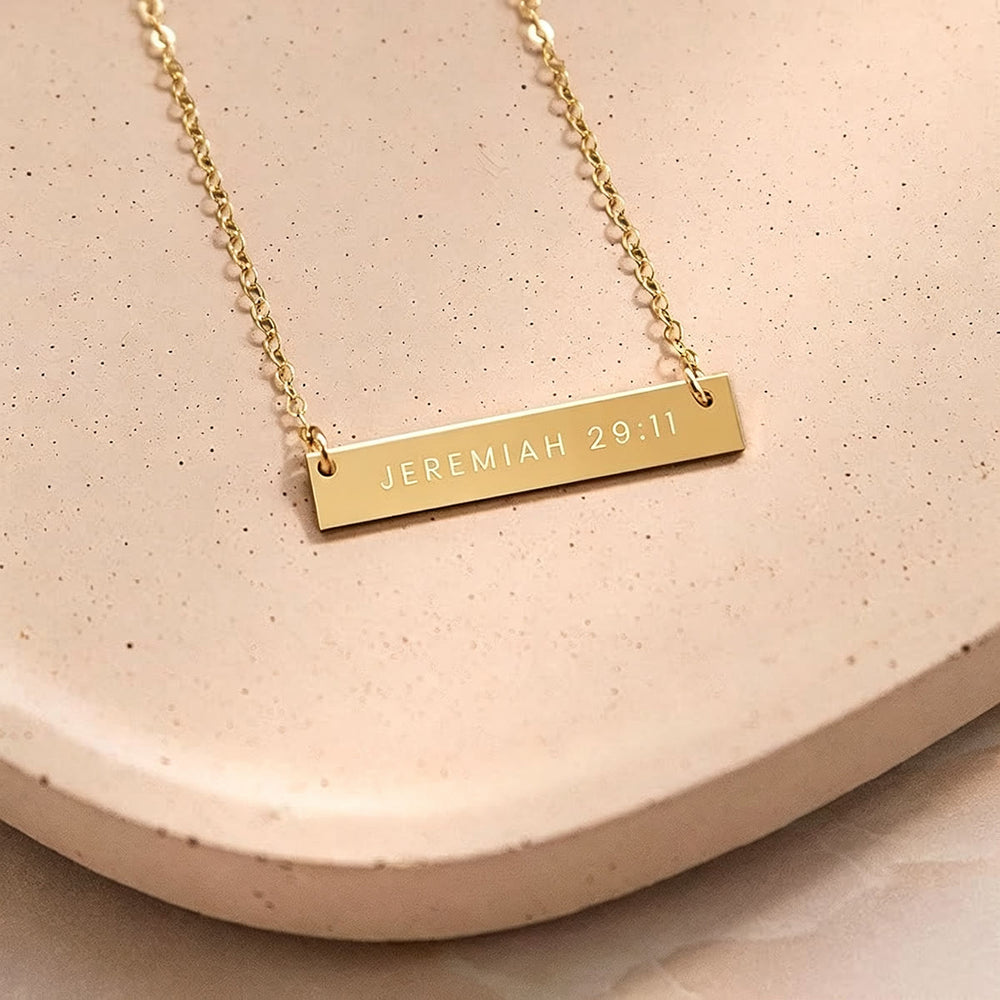 Christianartworkshop Faith Verse Engraved Bar Pendant Necklace - image 1