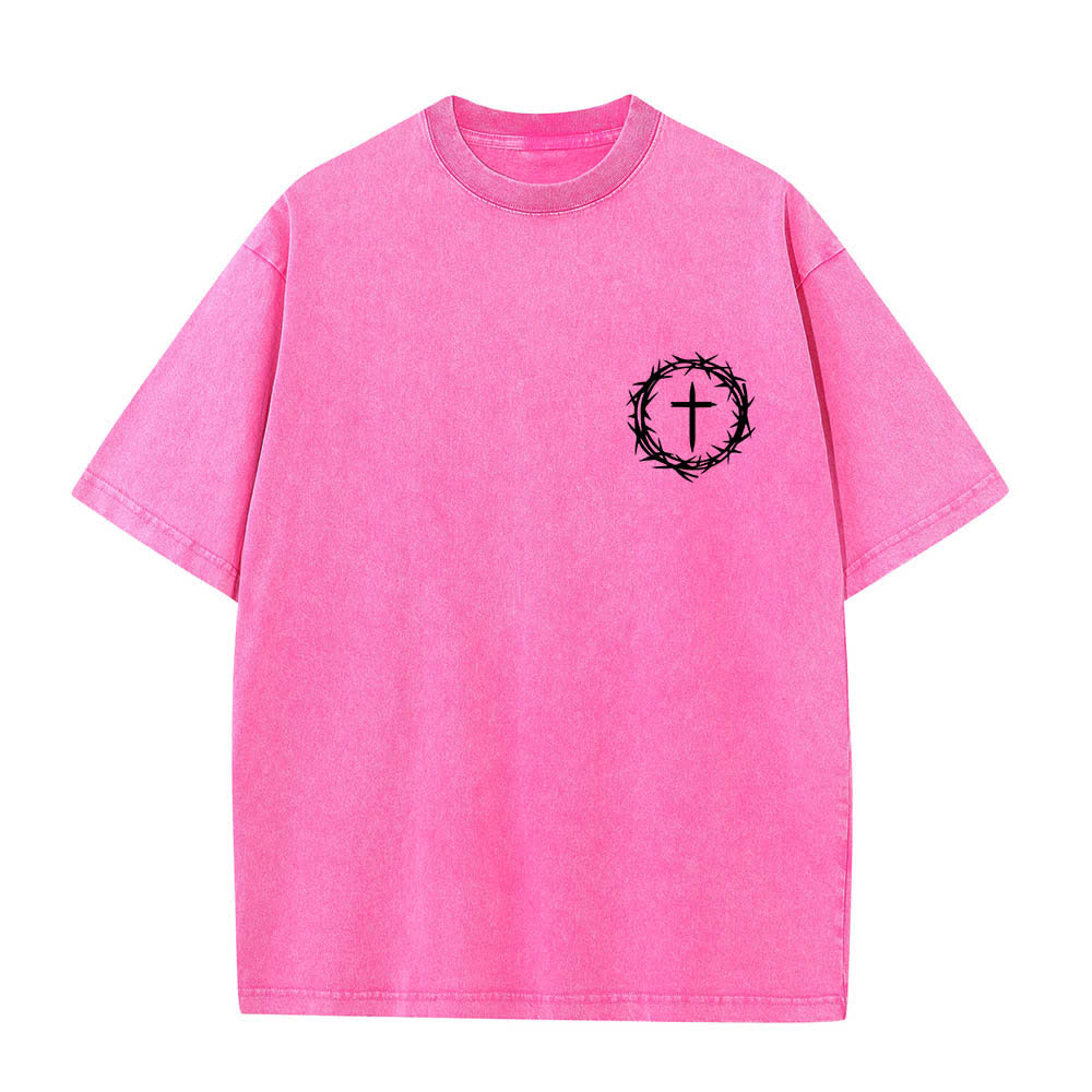 Christianartworkshop Dual-Side A Lot Can Happen In 3 Days Crown Of Thorns Cross Letter Print Washed T-shirt - image 11