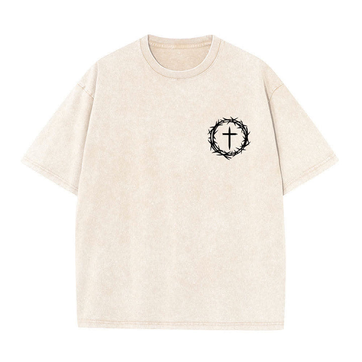 Christianartworkshop Dual-Side A Lot Can Happen In 3 Days Crown Of Thorns Cross Letter Print Washed T-shirt - image 5