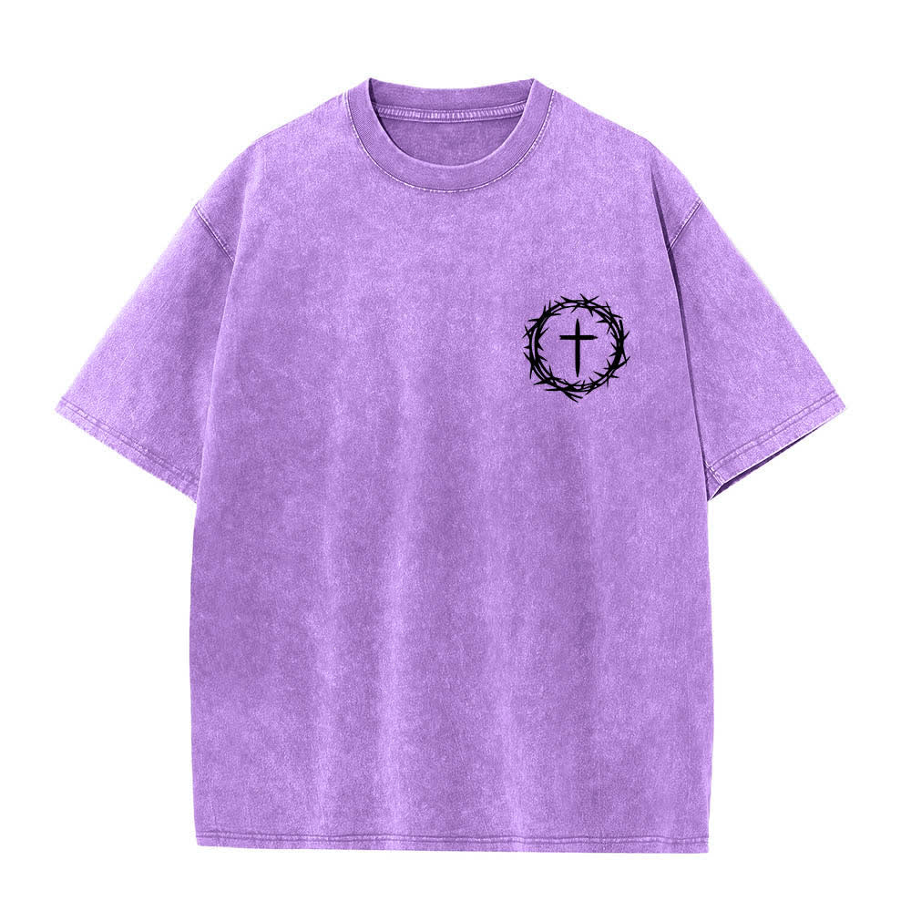 Christianartworkshop Dual-Side A Lot Can Happen In 3 Days Crown Of Thorns Cross Letter Print Washed T-shirt - image 8