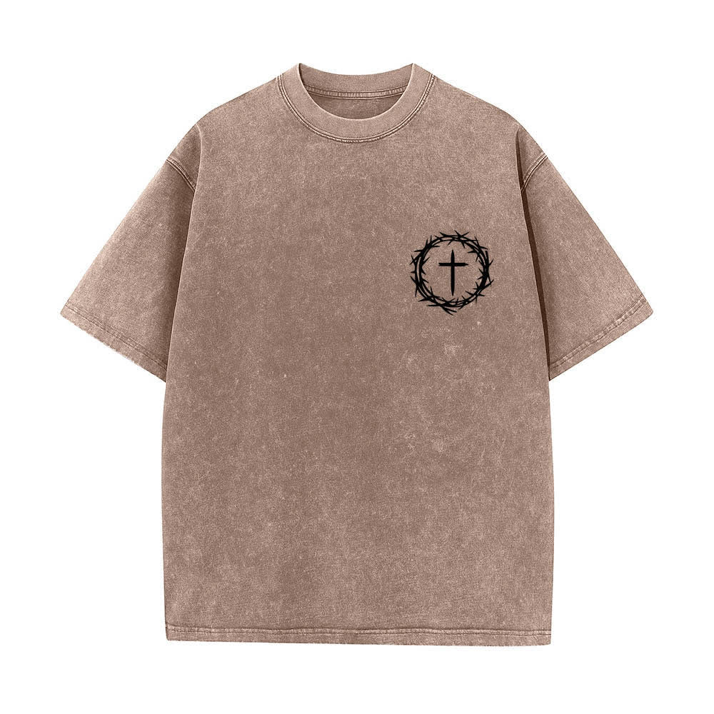 Christianartworkshop Dual-Side A Lot Can Happen In 3 Days Crown Of Thorns Cross Letter Print Washed T-shirt - image 20