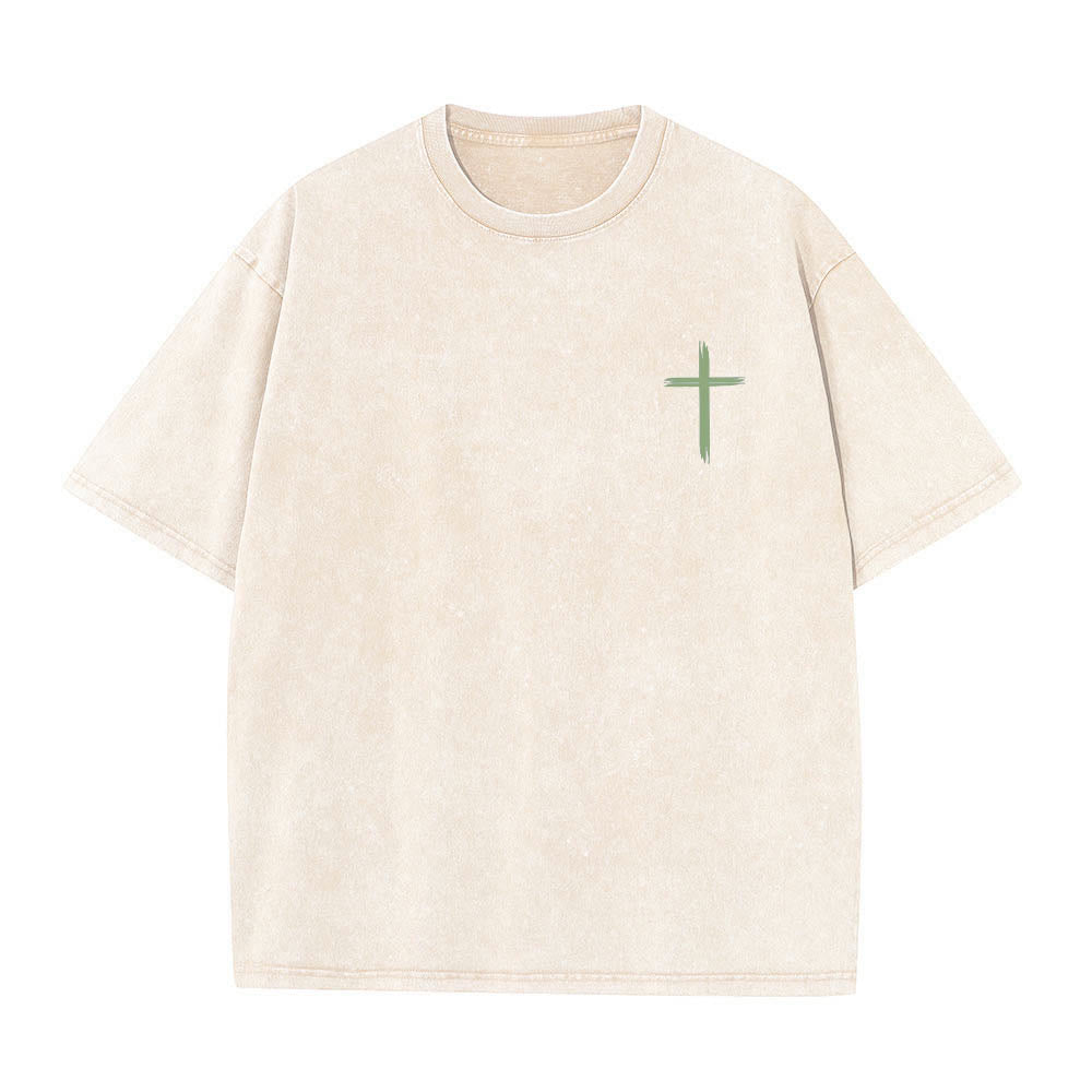 Christianartworkshop Dual-Side Let All That You Do Be Done In Love Floral Cross Letter Print Washed T-shirt - image 8