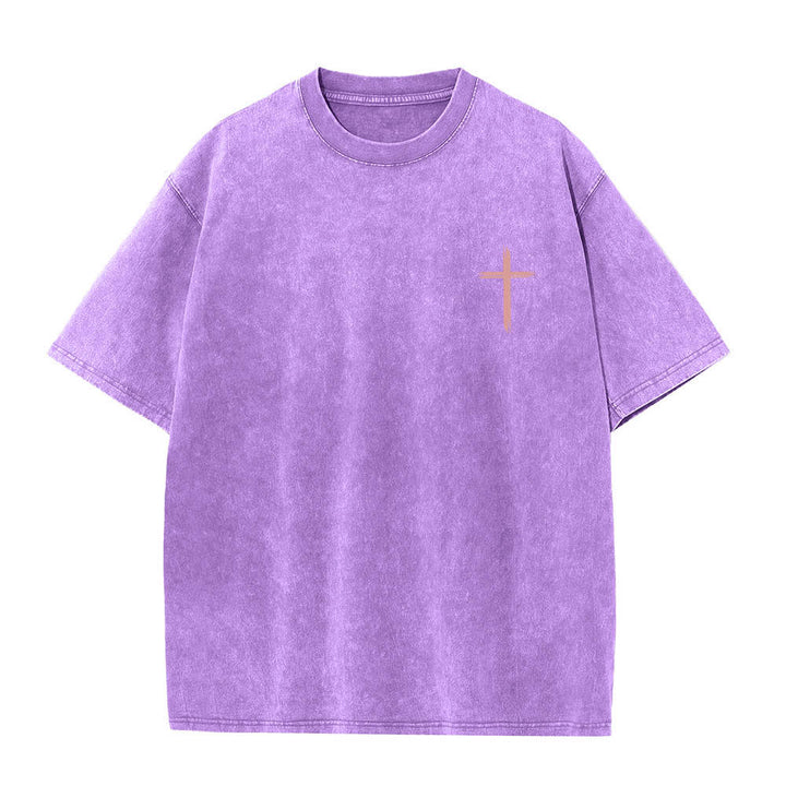 Christianartworkshop Dual-Side Let All That You Do Be Done In Love Floral Cross Letter Print Washed T-shirt - image 11