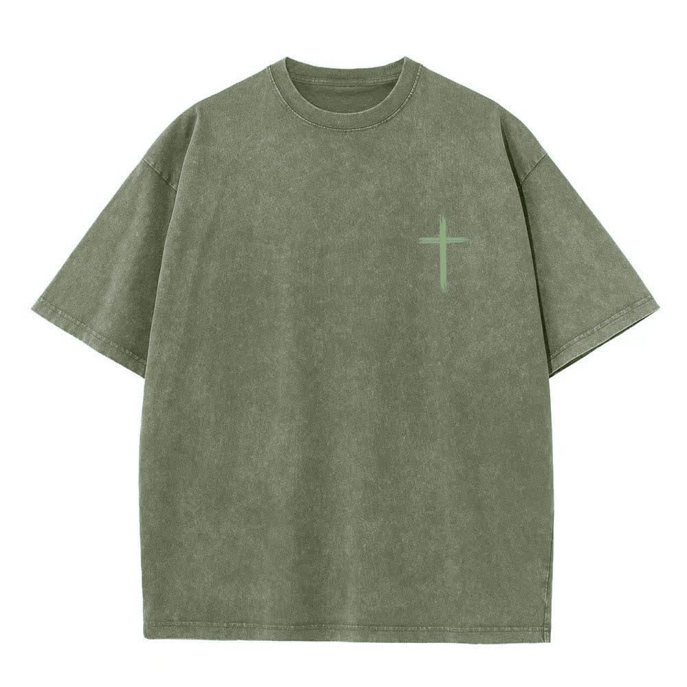 Christianartworkshop Dual-Side Let All That You Do Be Done In Love Floral Cross Letter Print Washed T-shirt - image 17