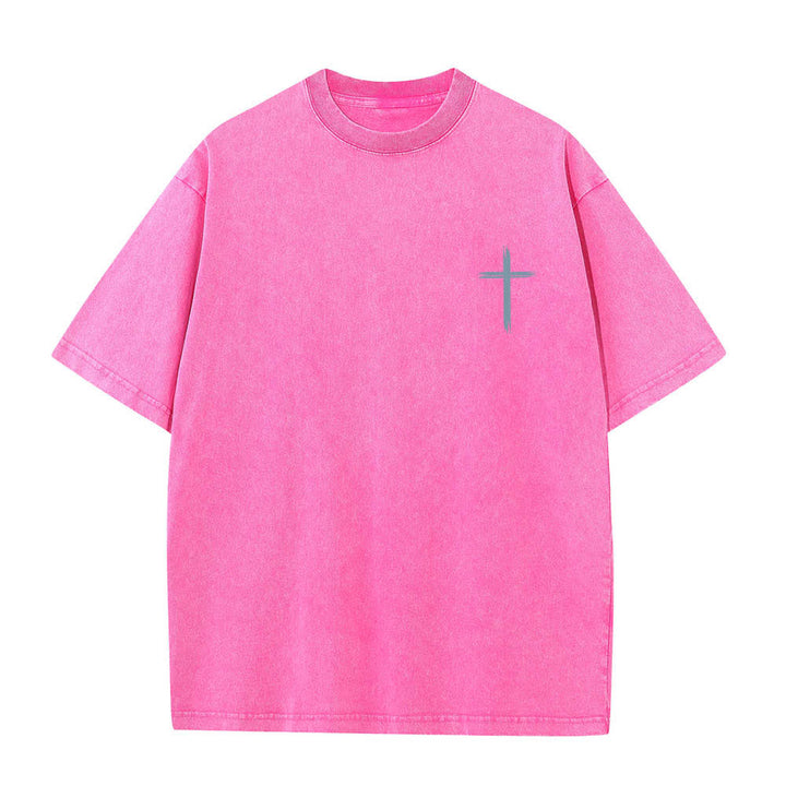 Christianartworkshop Dual-Side Let All That You Do Be Done In Love Floral Cross Letter Print Washed T-shirt - image 14