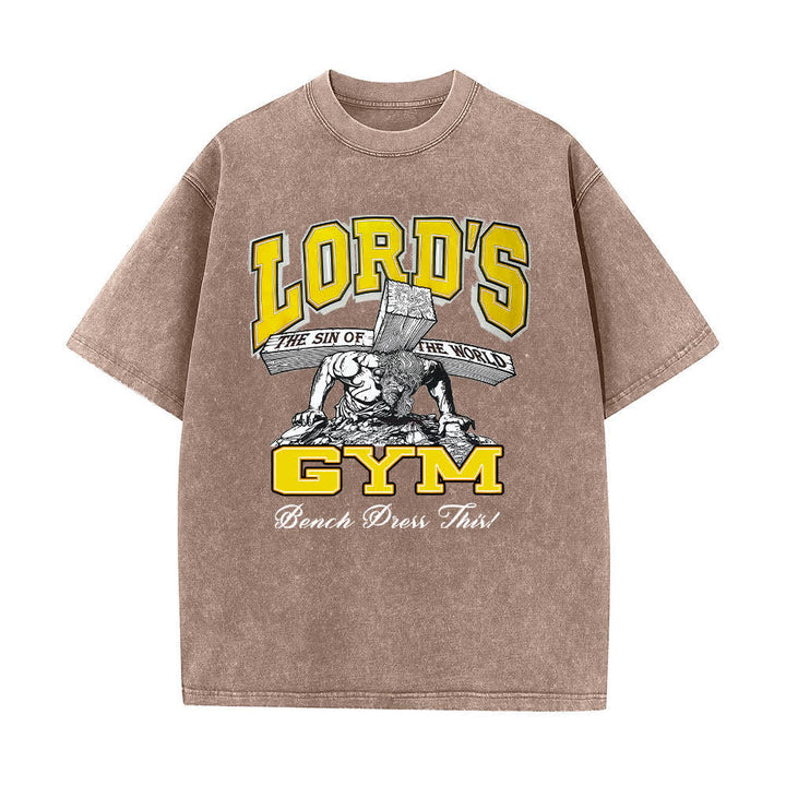 Christianartworkshop Dual-Side Lord's Gym His Pain Your Gain Graphic Letter Print Washed T-shirt - image 1