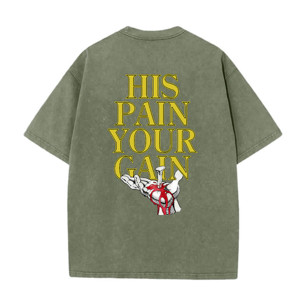 Christianartworkshop Dual-Side Lord's Gym His Pain Your Gain Graphic Letter Print Washed T-shirt - image 23
