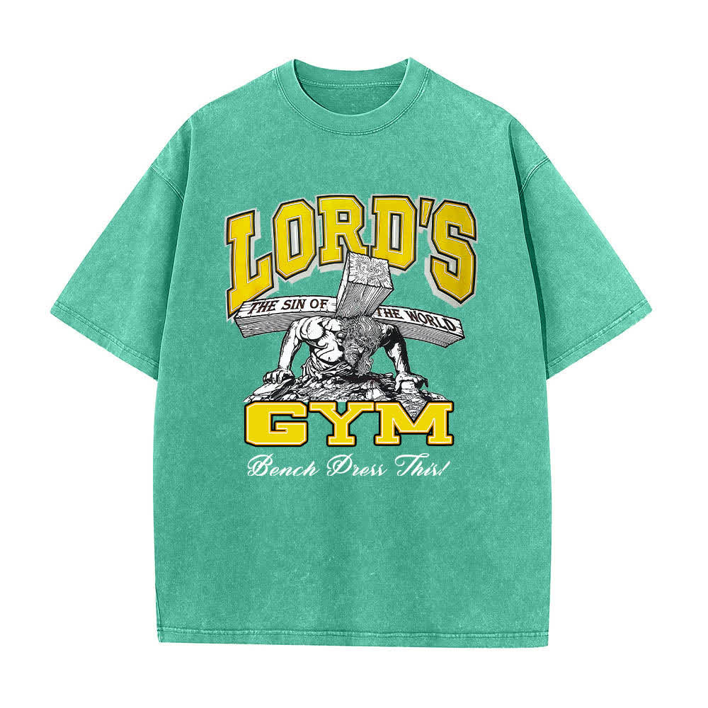 Christianartworkshop Dual-Side Lord's Gym His Pain Your Gain Graphic Letter Print Washed T-shirt - image 7