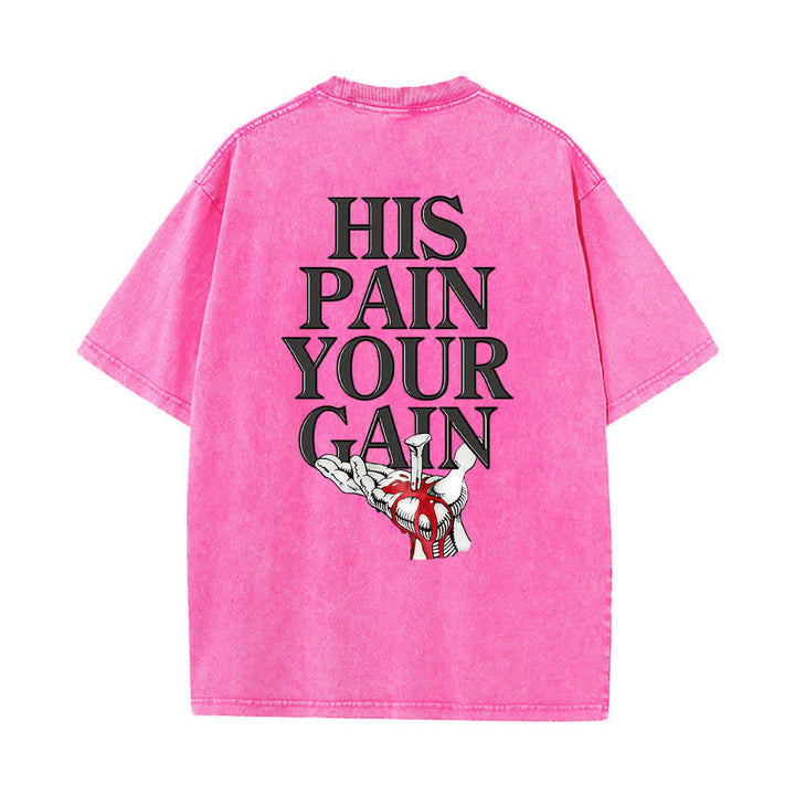 Christianartworkshop Dual-Side Lord's Gym His Pain Your Gain Graphic Letter Print Washed T-shirt - image 20