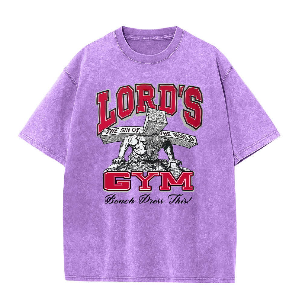 Christianartworkshop Dual-Side Lord's Gym His Pain Your Gain Graphic Letter Print Washed T-shirt - image 16