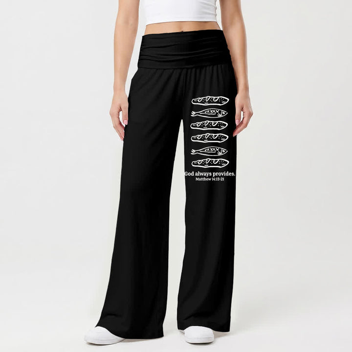 Christianartworkshop Loaves And Fish God Always Provides Scripture Art Casual Faith Women’s Wide Leg Pants - image 4