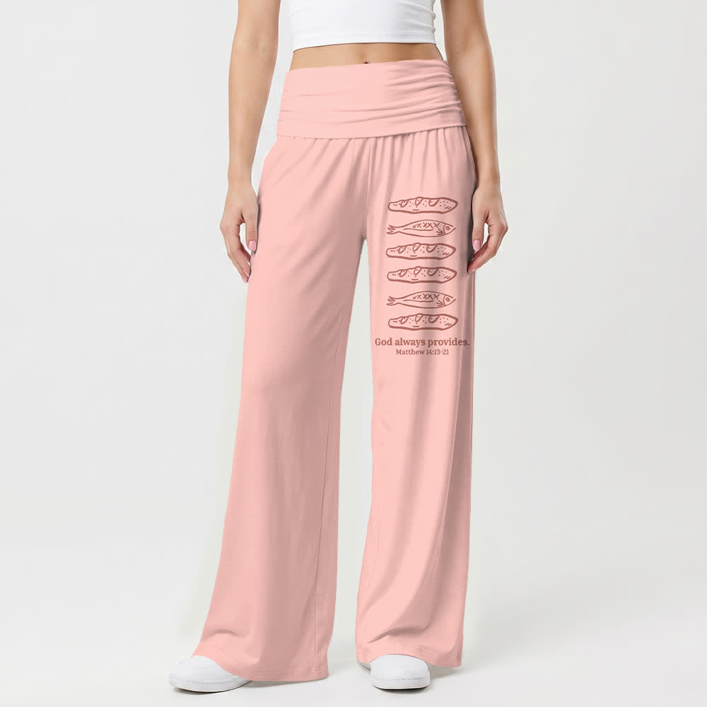 Christianartworkshop Loaves And Fish God Always Provides Scripture Art Casual Faith Women’s Wide Leg Pants - image 1