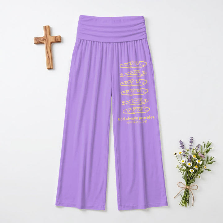 Christianartworkshop Loaves And Fish God Always Provides Scripture Art Casual Faith Women’s Wide Leg Pants - Purple - US22,UK/AU26,EU54(6XL) - image 12