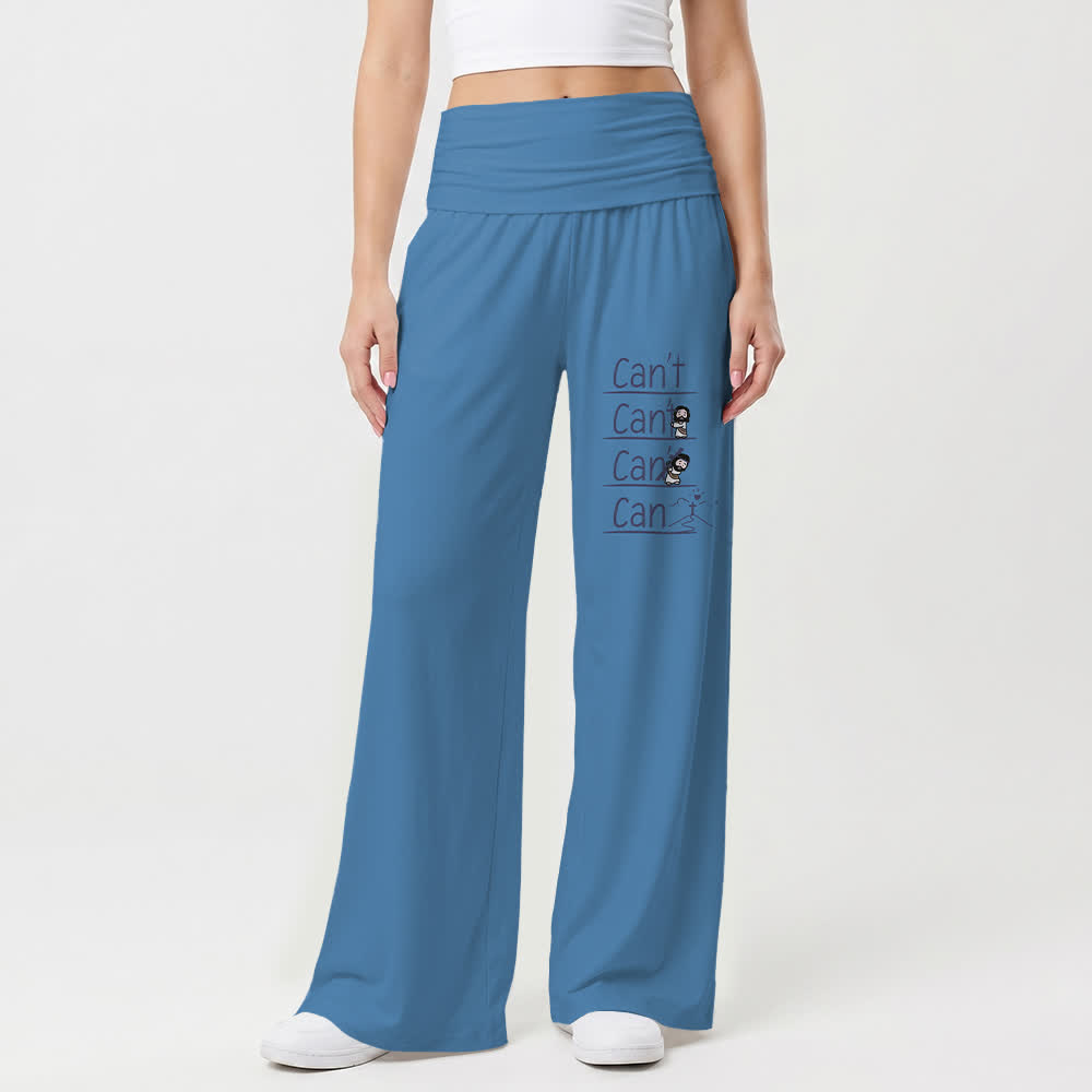 Christianartworkshop Can't Do & Can Do Faith Cartoon Letter Art Casual Faith Women’s Wide Leg Pants - image 4