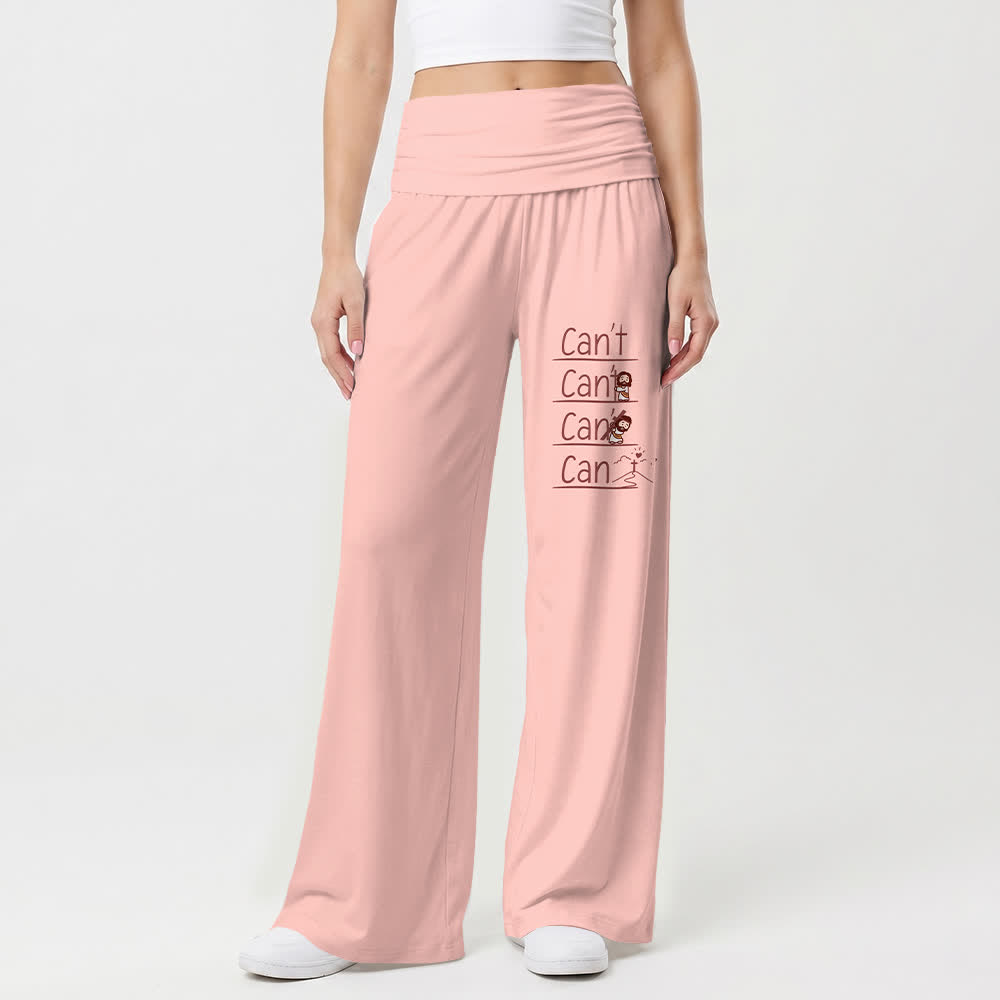 Christianartworkshop Can't Do & Can Do Faith Cartoon Letter Art Casual Faith Women’s Wide Leg Pants - image 13