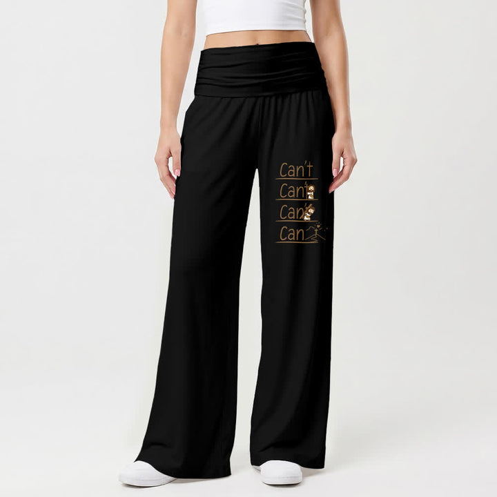 Christianartworkshop Can't Do & Can Do Faith Cartoon Letter Art Casual Faith Women’s Wide Leg Pants - image 7