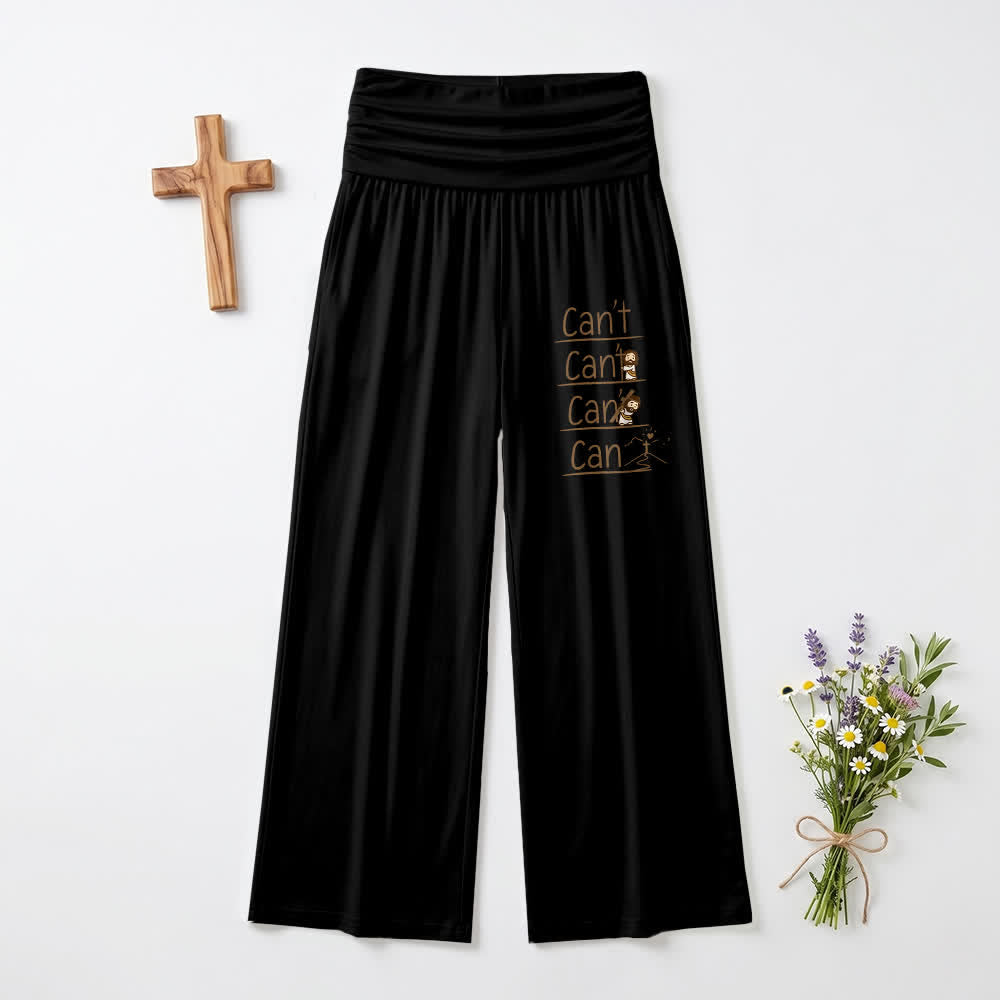 Christianartworkshop Can't Do & Can Do Faith Cartoon Letter Art Casual Faith Women’s Wide Leg Pants - Black - US22,UK/AU26,EU54(6XL) - image 6