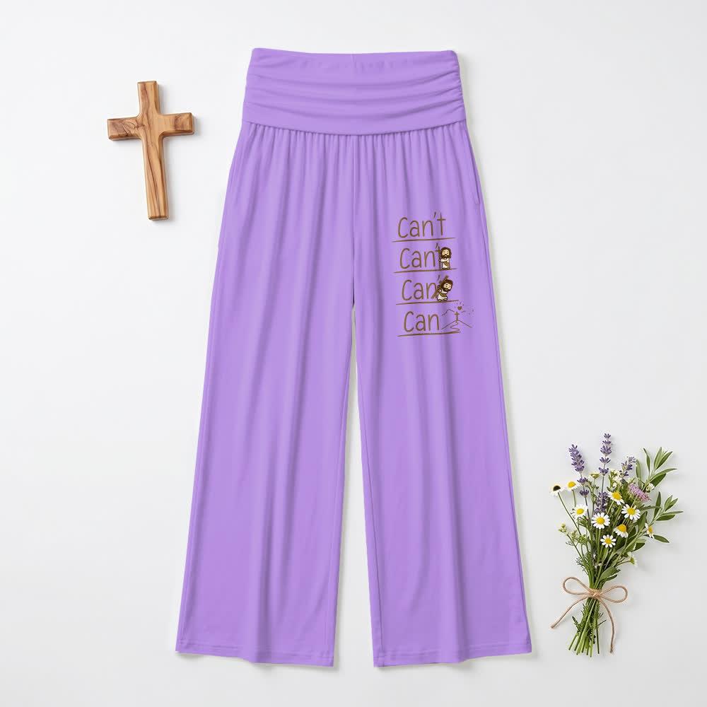 Christianartworkshop Can't Do & Can Do Faith Cartoon Letter Art Casual Faith Women’s Wide Leg Pants - Purple - US22,UK/AU26,EU54(6XL) - image 9