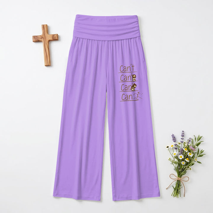 Christianartworkshop Can't Do & Can Do Faith Cartoon Letter Art Casual Faith Women’s Wide Leg Pants - Purple - US22,UK/AU26,EU54(6XL) - image 9