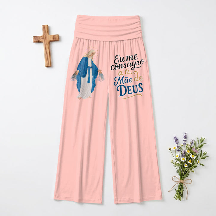 Christianartworkshop Miraculous Virgin Mary Portuguese Scripture Letter Art Casual Faith Women’s Wide Leg Pants - Pink - US22,UK/AU26,EU54(6XL) - image 12