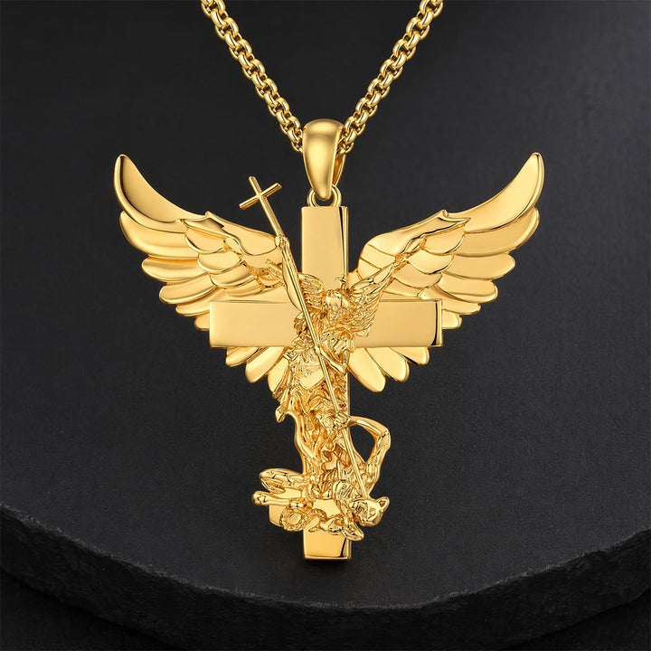Christianartworkshop Guardian St. Michael Winged Cross Statement Pendant Necklace - image 5