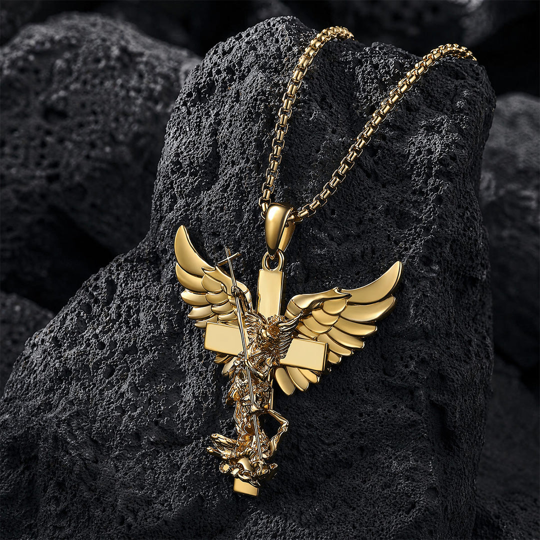 Christianartworkshop Guardian St. Michael Winged Cross Statement Pendant Necklace - image 2