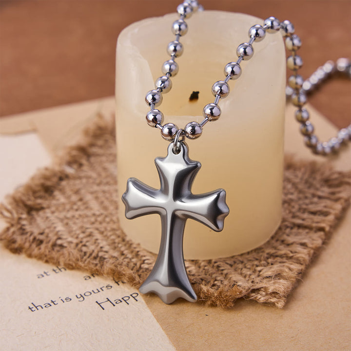 Christianartworkshop Flared Cross Pendant Ball Chain Necklace - Silver - image 0