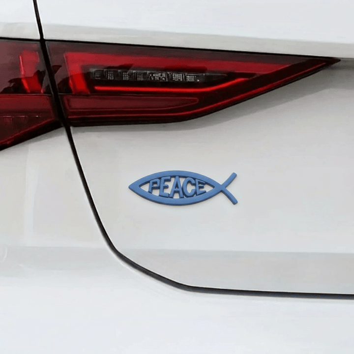 Christianartworkshop Ichthys Fish Hollow Frame Raised PEACE Letter Car Sticker: A Symbol of Heavenly Tranquility & Safe Driving - image 2