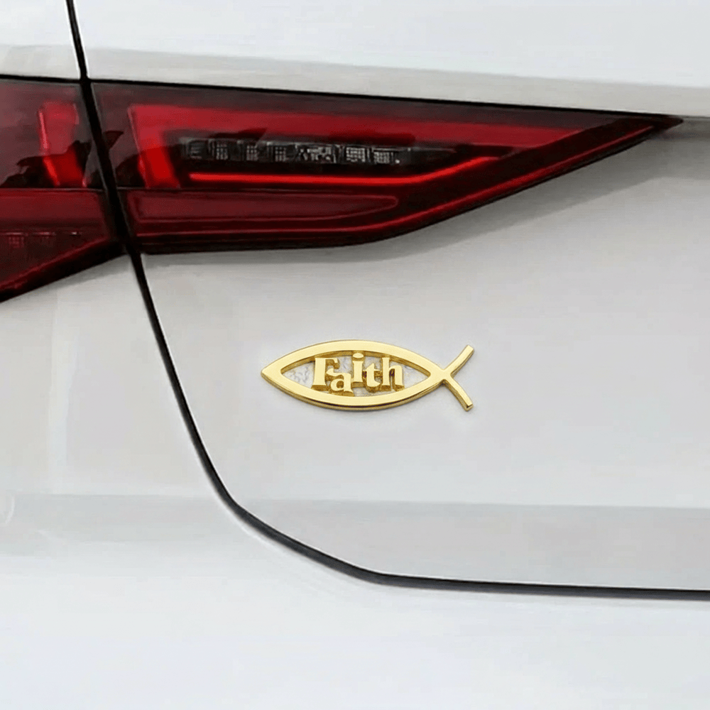 Christianartworkshop Ichthys Fish Outline Raised Faith Letter Car Sticker: A Symbol of Unwavering Conviction & Road Protection - image 2