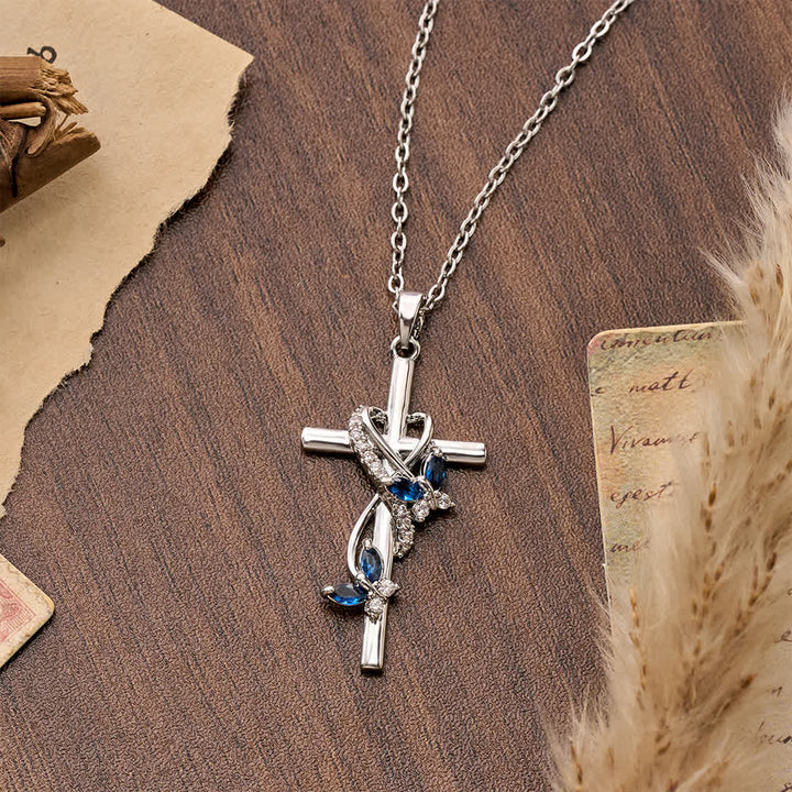 Christianartworkshop Vine Wrapped Butterfly Cross Zircon Necklace: 4 Color Sacred Redemption Faith Pendant Jewelry - image 11