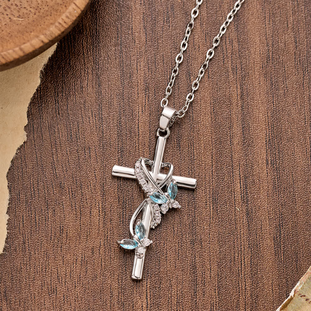 FREE Today: Vine Wrapped Butterfly Cross Zircon Necklace: 4 Color Sacred Redemption Faith Pendant Jewelry - image 6