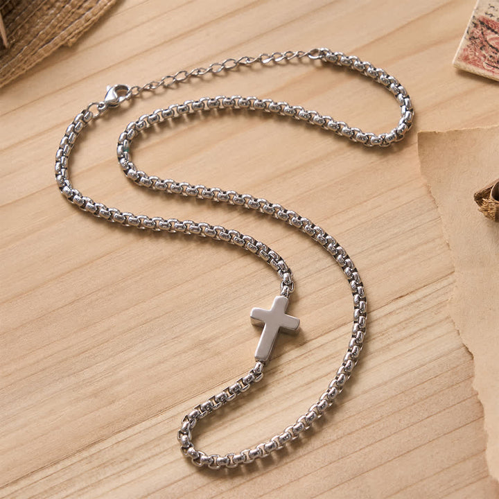 Christianartworkshop Sleek Stainless Steel Cross Necklace with Sideways Pendant: A Reminder of Divine Grace - image 15