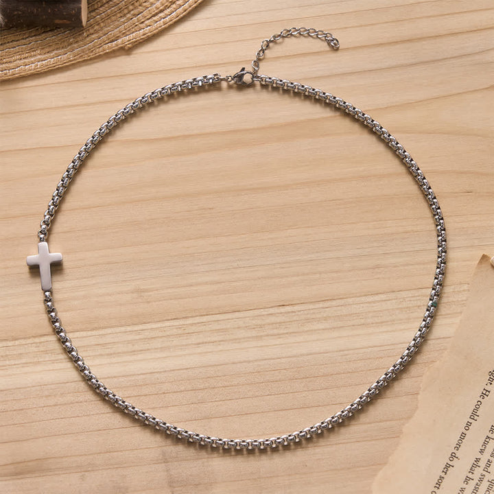 Christianartworkshop Sleek Stainless Steel Cross Necklace with Sideways Pendant: A Reminder of Divine Grace - image 16