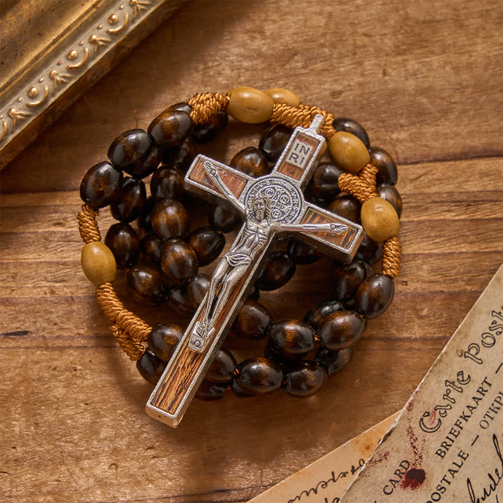 Christianartworkshop arthy Textured Natural Wood Bead Knotted Rosary: For Private Silent Meditation - image 1