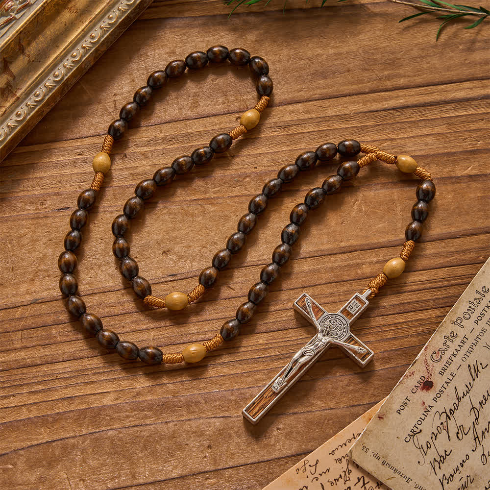 Christianartworkshop arthy Textured Natural Wood Bead Knotted Rosary: For Private Silent Meditation - Brown Beads Rosary - image 0