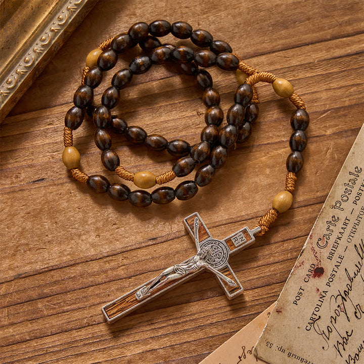 Christianartworkshop arthy Textured Natural Wood Bead Knotted Rosary: For Private Silent Meditation - image 2