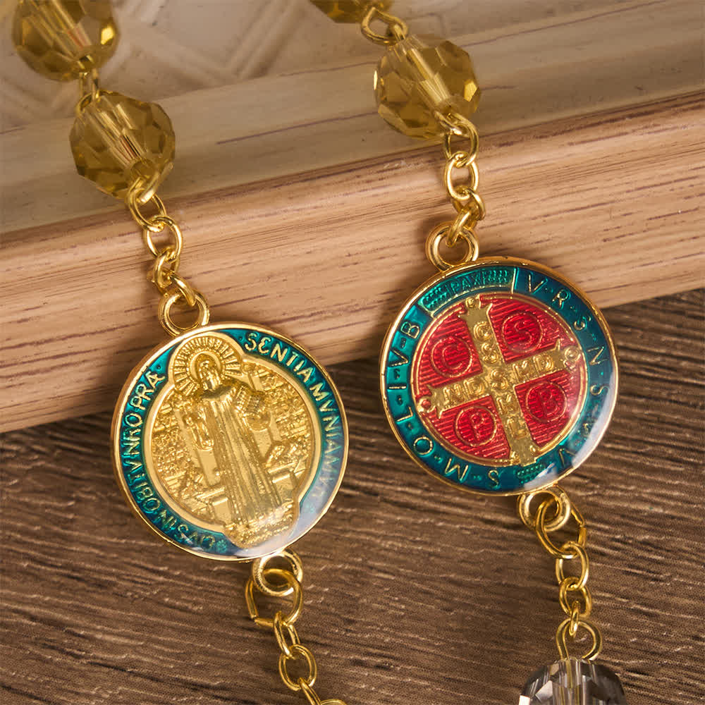 FREE Today: Vibrant Multi-Tone Glass Saint Benedict Rosary: For Chapel Worship & Daily Handheld Prayer - image 5