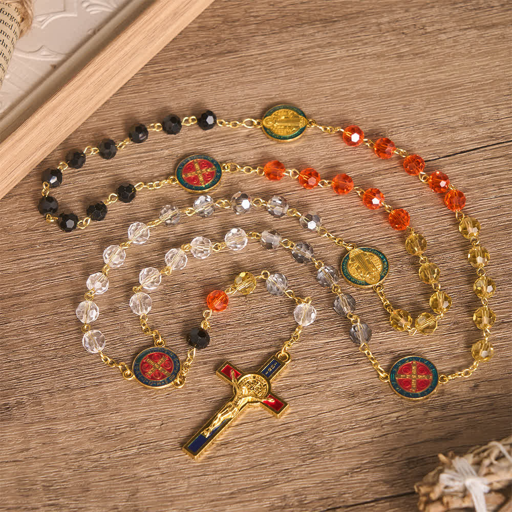 FREE Today: Vibrant Multi-Tone Glass Saint Benedict Rosary: For Chapel Worship & Daily Handheld Prayer - image 1