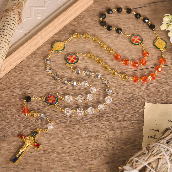 FREE Today: Vibrant Multi-Tone Glass Saint Benedict Rosary: For Chapel Worship & Daily Handheld Prayer - image 3