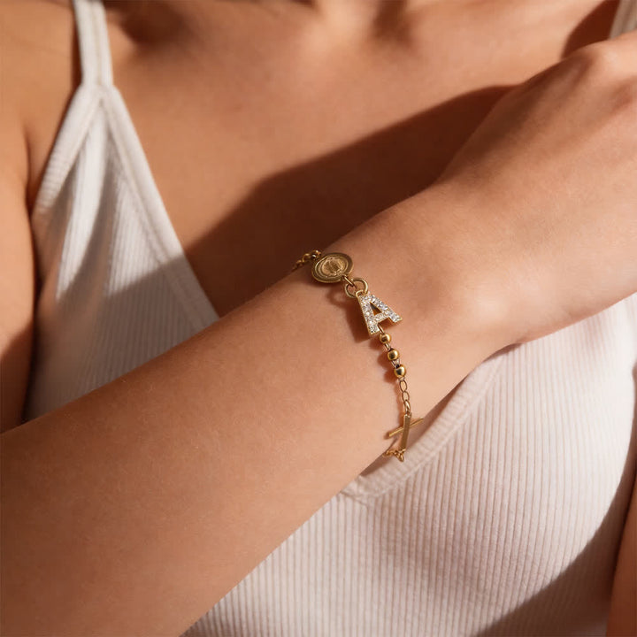FREE Today: Customizable 26 Letter Paved Zircon Initial Beaded Rosary Bracelet With Our Lady Miraculous Medal - image 3